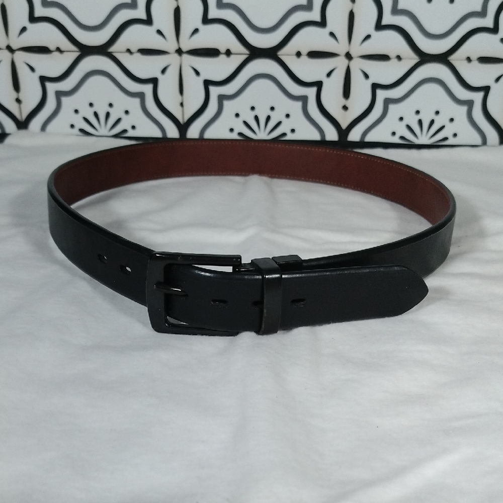 Men's Black And Brown Reversible Leather Belt Size L  30-32
